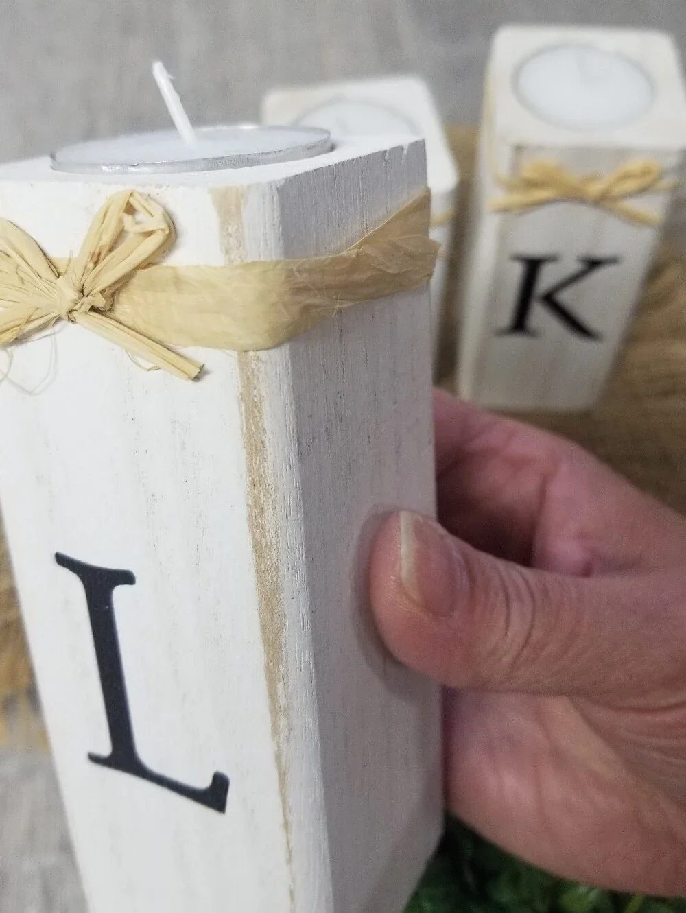 Luck Of The Irish Wooden Block Candle Holders